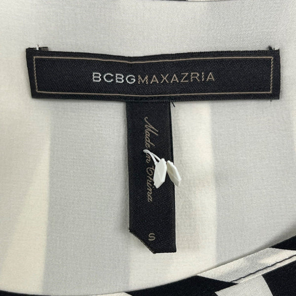 BCBGMaxAzria Womens Black & White Striped Silk Open-Back Blouse Size S