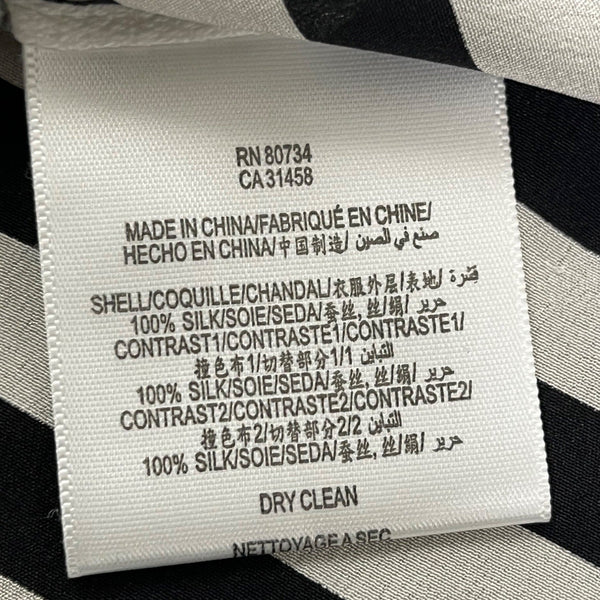 BCBGMaxAzria Womens Black & White Striped Silk Open-Back Blouse Size S