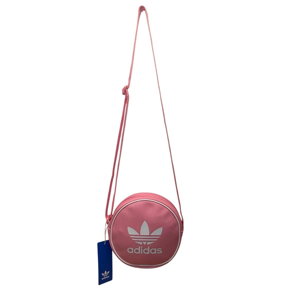 Adidas Women’s Pink/White Logo Design Adjustable Strap AC Round Crossbody Bag