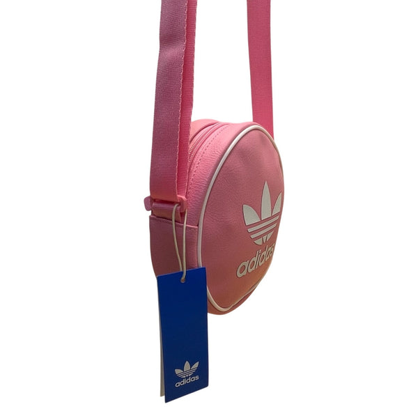 Adidas Women’s Pink/White Logo Design Adjustable Strap AC Round Crossbody Bag