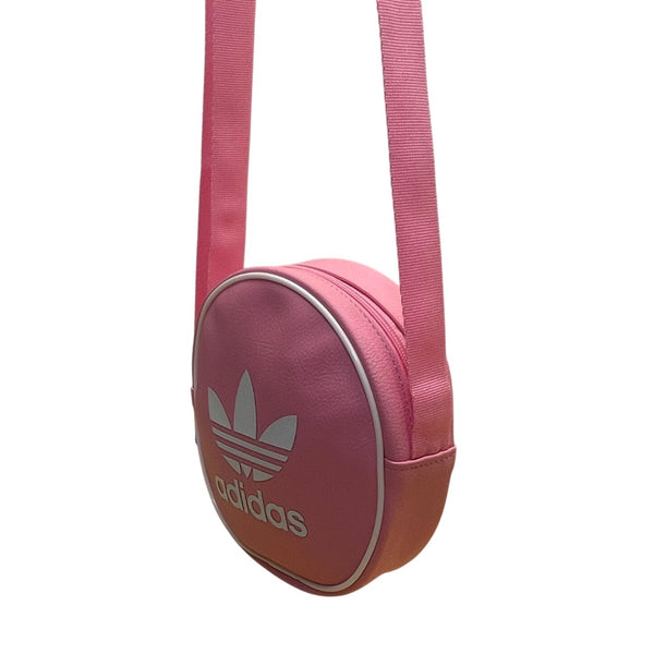 Adidas Women’s Pink/White Logo Design Adjustable Strap AC Round Crossbody Bag