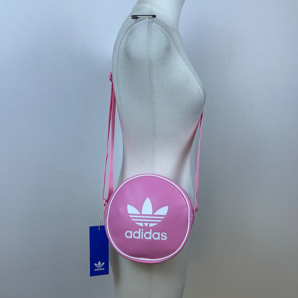Adidas Women’s Pink/White Logo Design Adjustable Strap AC Round Crossbody Bag