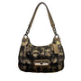 Coach Womens Black/Gold Canvas Abstract Siganture Print Crossbody Hobo Bag