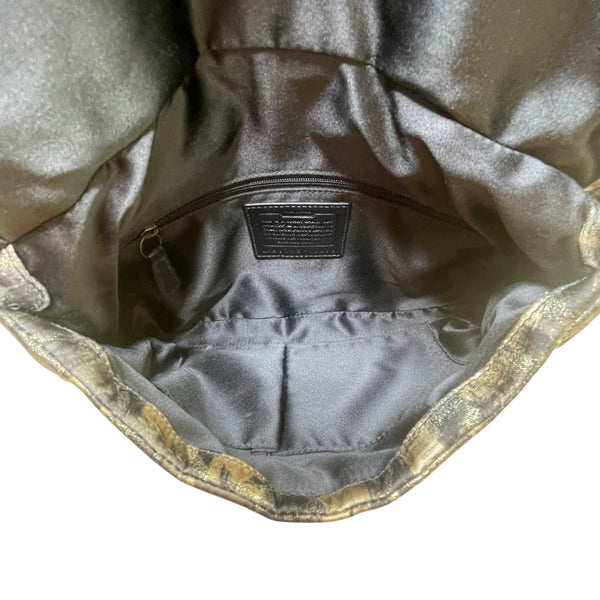 Coach Womens Black/Gold Canvas Abstract Siganture Print Crossbody Hobo Bag