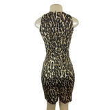 Michael Kors Leopard Print Halter Neck Bodycon Dress Size 2- NEW