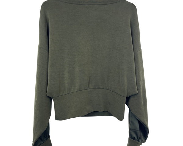 Express Womens Olive Green Knit Long Sleeve Pullover Top Size S Relaxed Fit