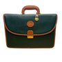 Dooney & Bourke Green Leather w Brown Trim Business Organizer Key Lock Briefcase