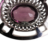 Danecraft Sterling Silver Oval Brooch Purple Stone Fancy Filigree Design Rare