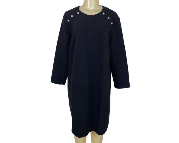 Ann Taylor Womens Black Textured Long Sleeve Dress Sz XL- NEW