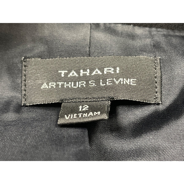 Tahari Women's Black Open-Front Cropped Jacket With Hook Closure Sz 12