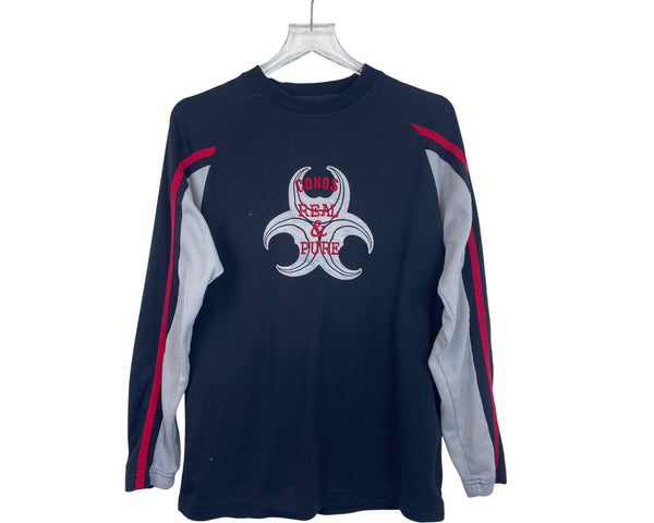 Conos Mens Black Gray Long Sleeve Raglan Shirt Real & Pure Embroidery Medium