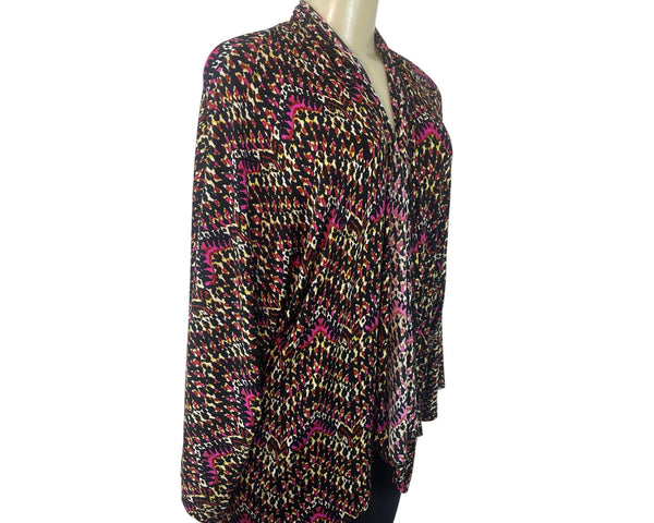Chicos Travelers Open Front Multicolor Printed Cardigan Jacket Size 3