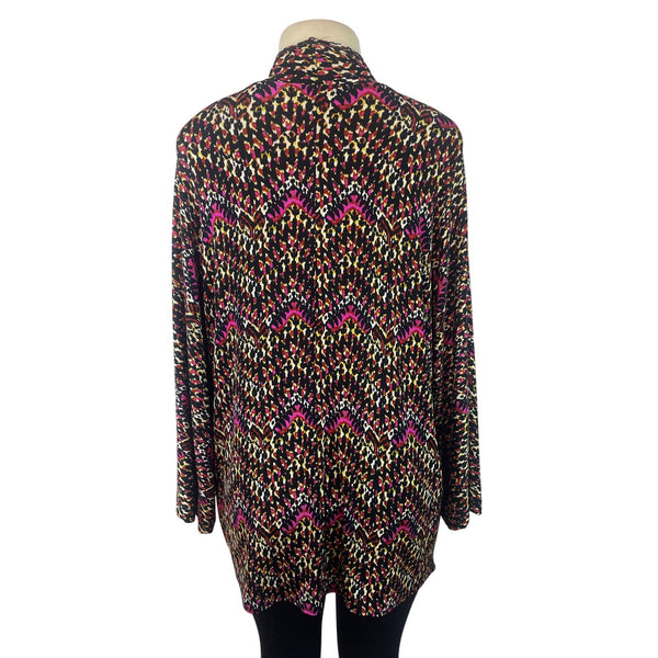 Chicos Travelers Open Front Multicolor Printed Cardigan Jacket Size 3