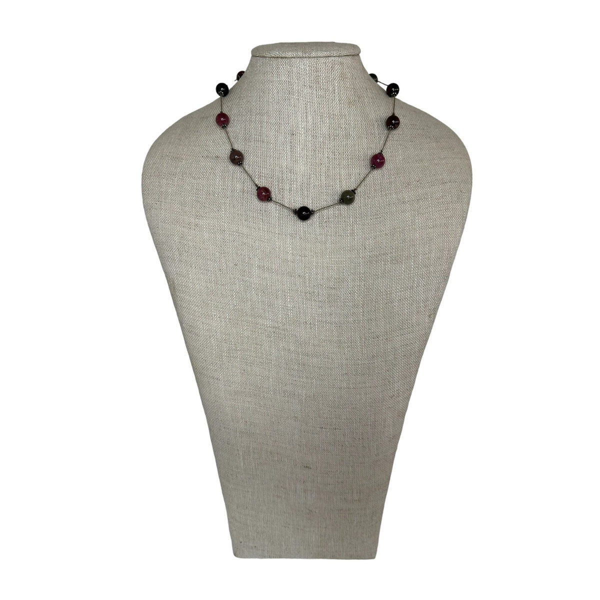 Vintage Silver Tone Necklace With Beads - 18in