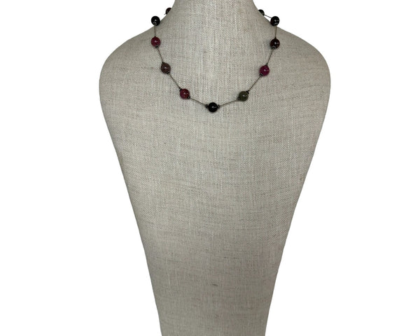 Vintage Silver Tone Necklace With Beads - 18in