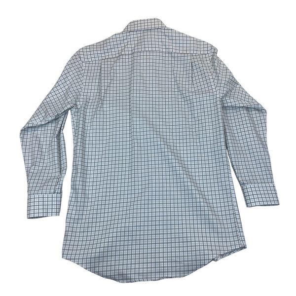 Tasso Ella Mens Regular Fit Non-Iron Plaid Dress Shirt White & Gray Size M