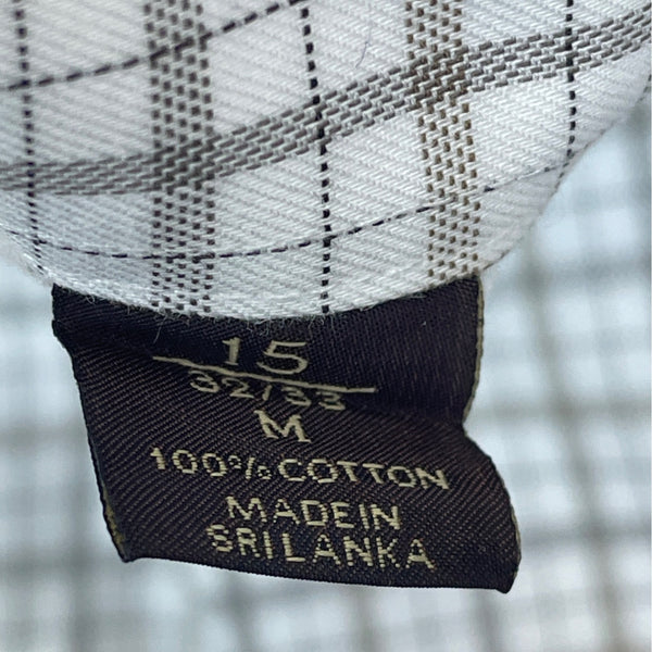 Tasso Ella Mens Regular Fit Non-Iron Plaid Dress Shirt White & Gray Size M