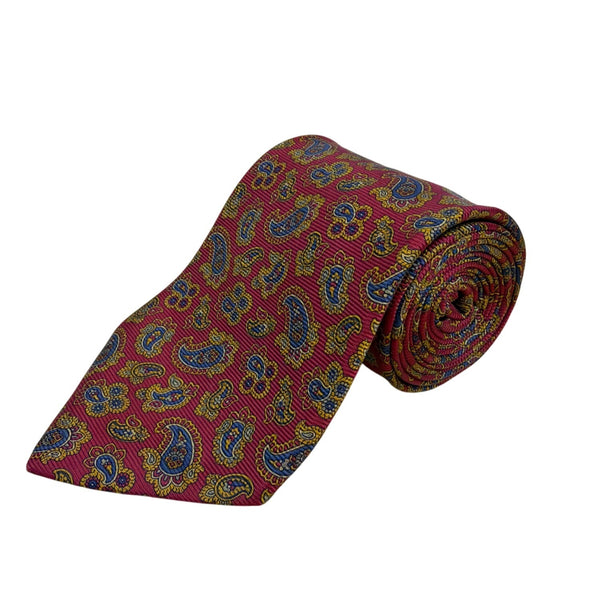 Vintage Brooks Brothers Mens Red Silk Paisley Pattern Tie Elegant Accessory