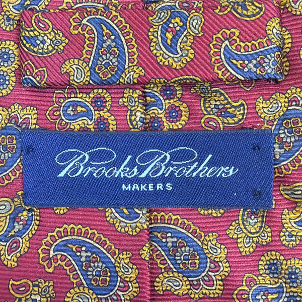 Vintage Brooks Brothers Mens Red Silk Paisley Pattern Tie Elegant Accessory