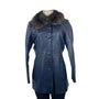 Carmen Marc Valvo Couture Croc-Embossed Leather Coat W/Faux Fur Collar
