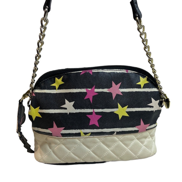 Luv Betsey Women's Black and White Star Art Crossbody Purse Bag Sz S