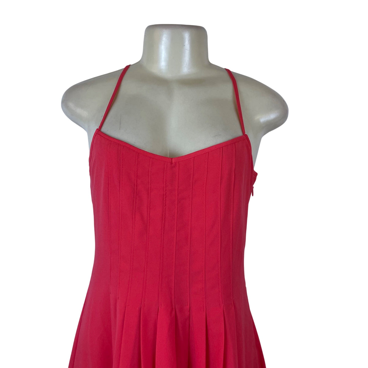Banana Republic Women's Red Pleated Midi Dress Spaghetti Straps Size 4P- New