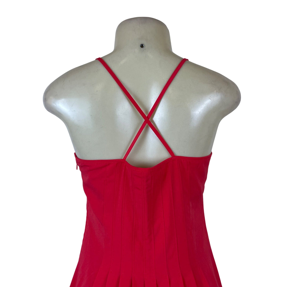Banana Republic Women's Red Pleated Midi Dress Spaghetti Straps Size 4P- New