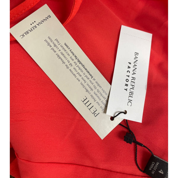 Banana Republic Women's Red Pleated Midi Dress Spaghetti Straps Size 4P- New