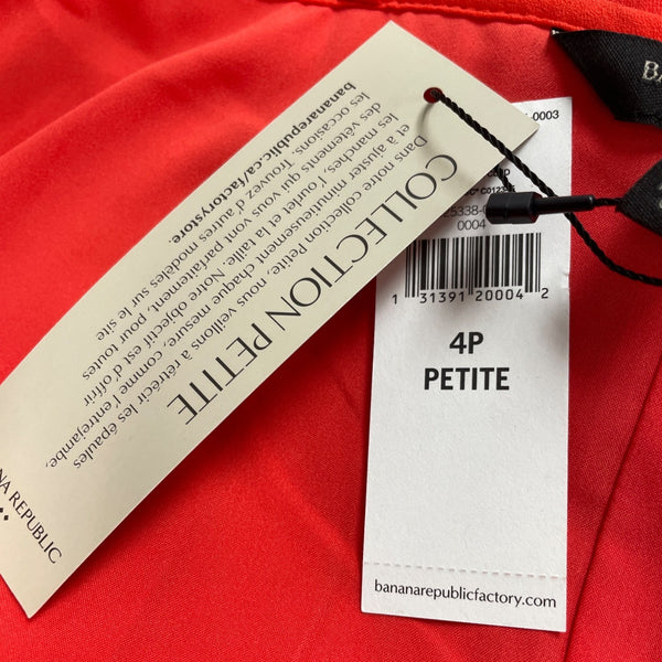 Banana Republic Women's Red Pleated Midi Dress Spaghetti Straps Size 4P- New