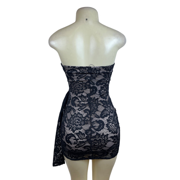 Fashion Nova Womens Black Lace Strapless Mini Dress Size S - New