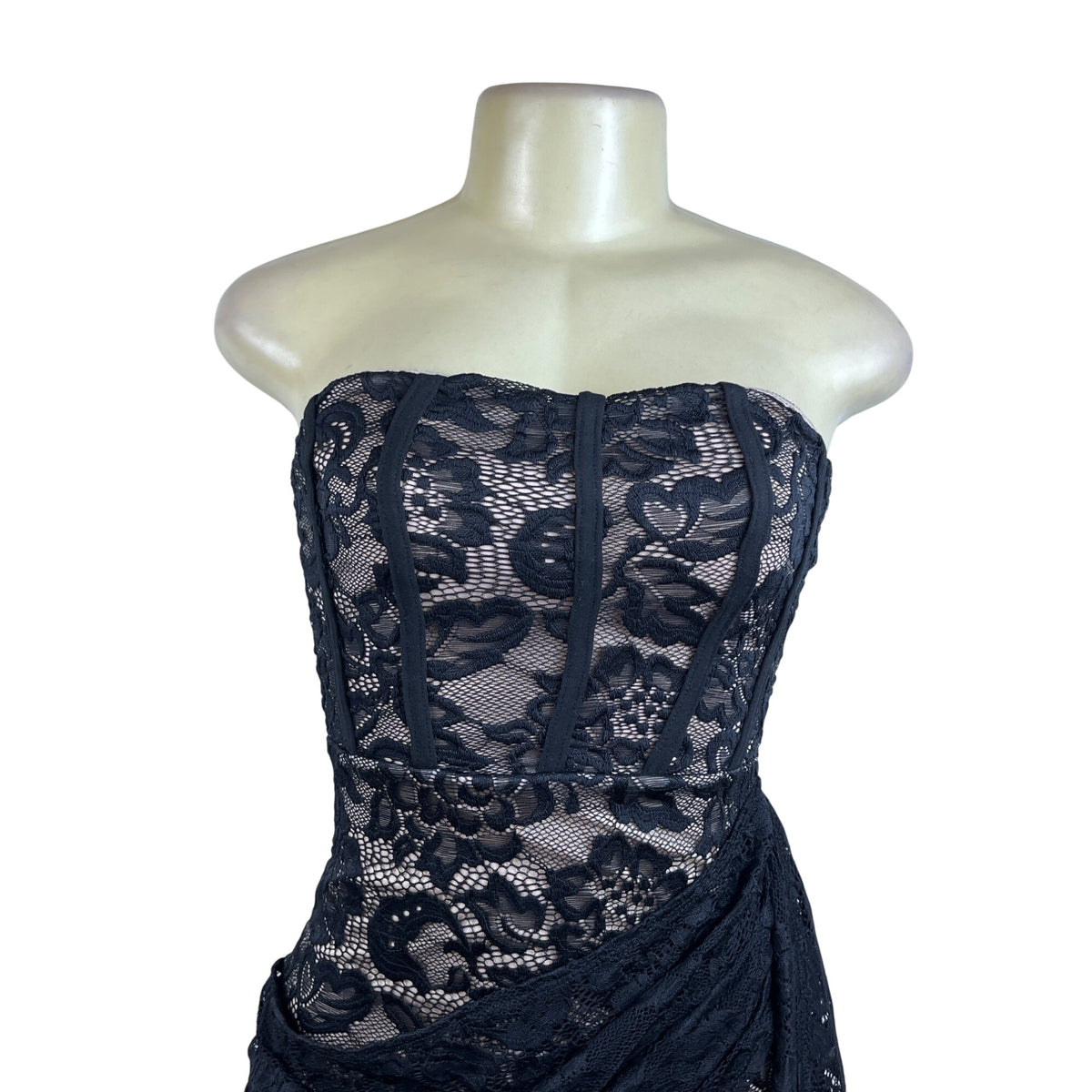 Fashion Nova Womens Black Lace Strapless Mini Dress Size S - New