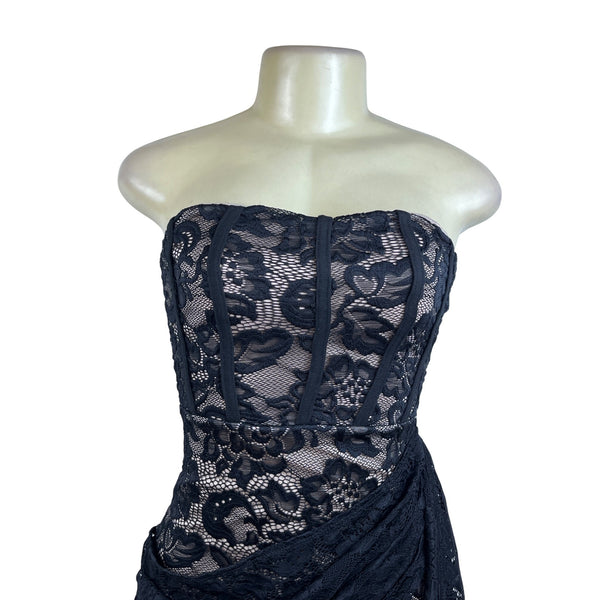 Fashion Nova Womens Black Lace Strapless Mini Dress Size S - New