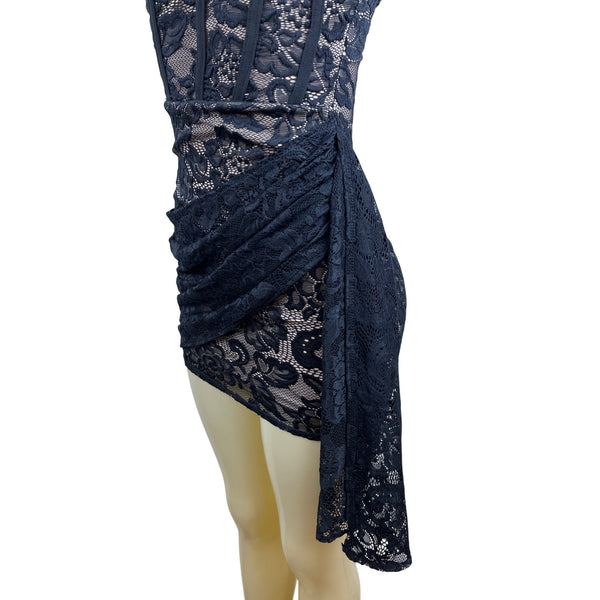 Fashion Nova Womens Black Lace Strapless Mini Dress Size S - New