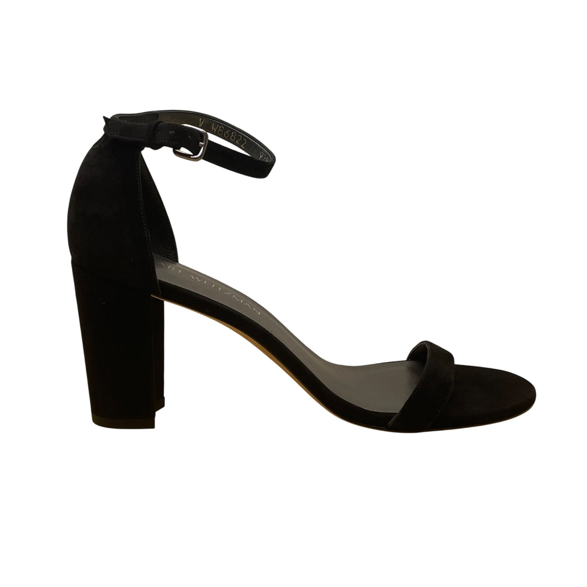 Stuart Weitzman Women’s Black Suede Ankle Strap Block Heel Sandals Size 9.5M