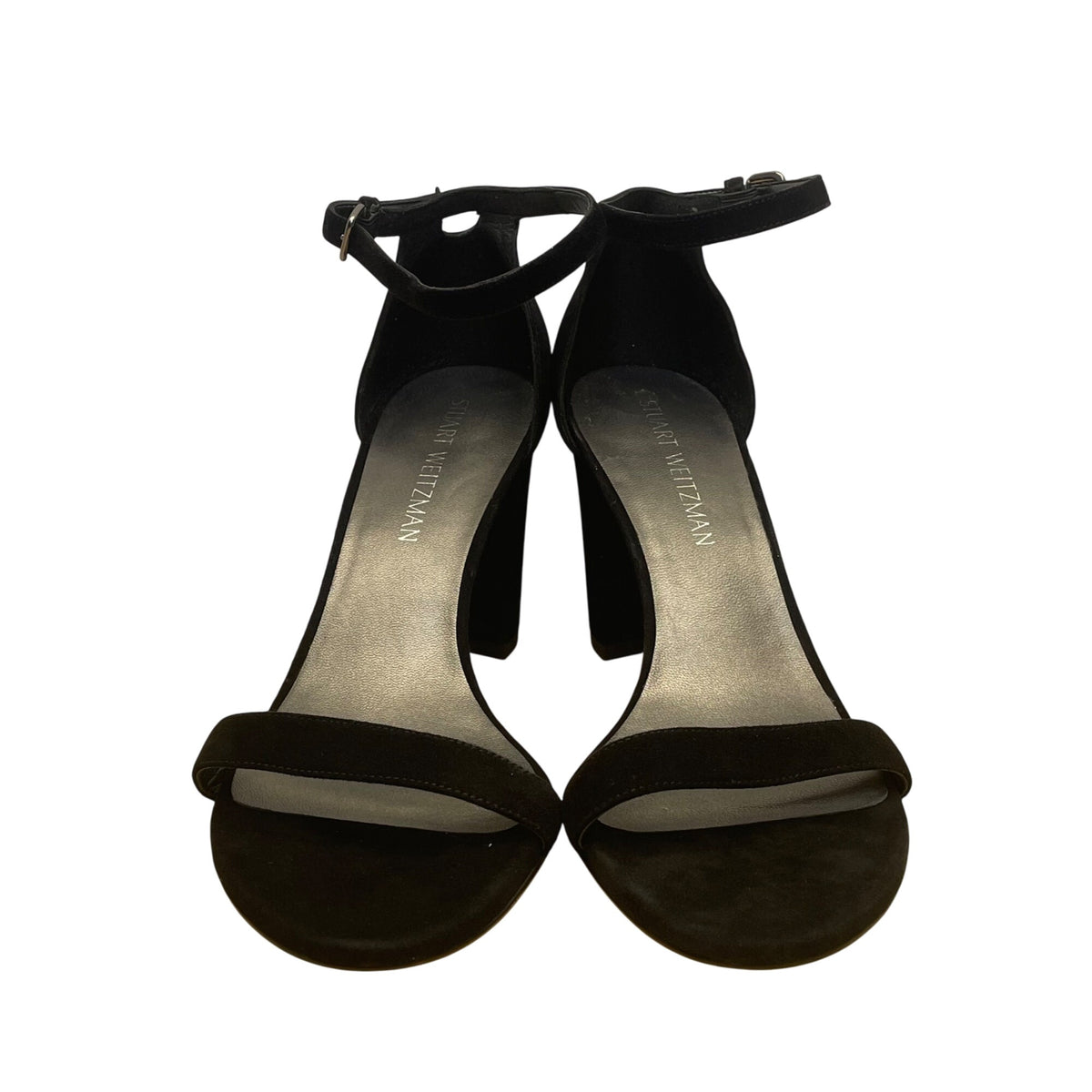 Stuart Weitzman Women’s Black Suede Ankle Strap Block Heel Sandals Size 9.5M