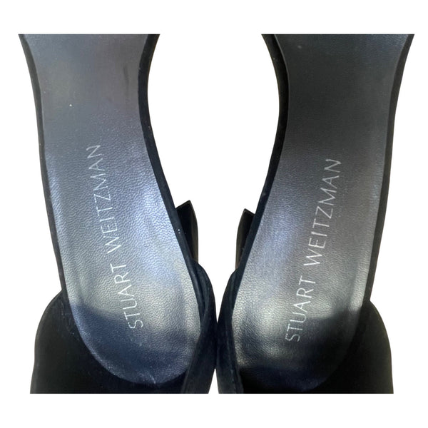 Stuart Weitzman Women’s Black Suede Ankle Strap Block Heel Sandals Size 9.5M