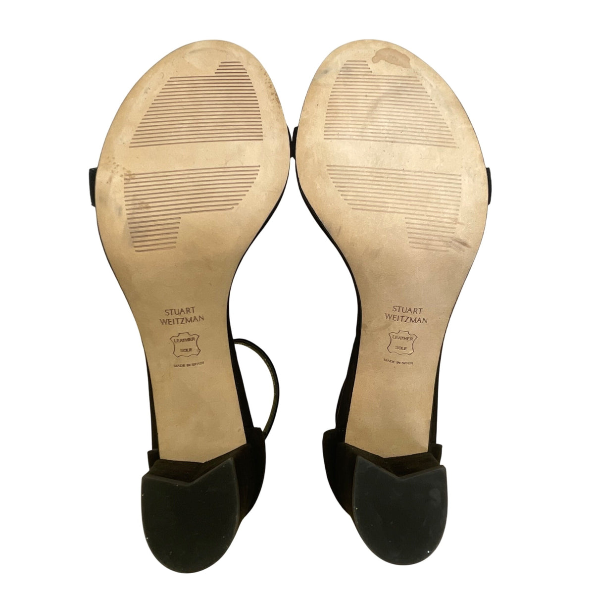 Stuart Weitzman Women’s Black Suede Ankle Strap Block Heel Sandals Size 9.5M