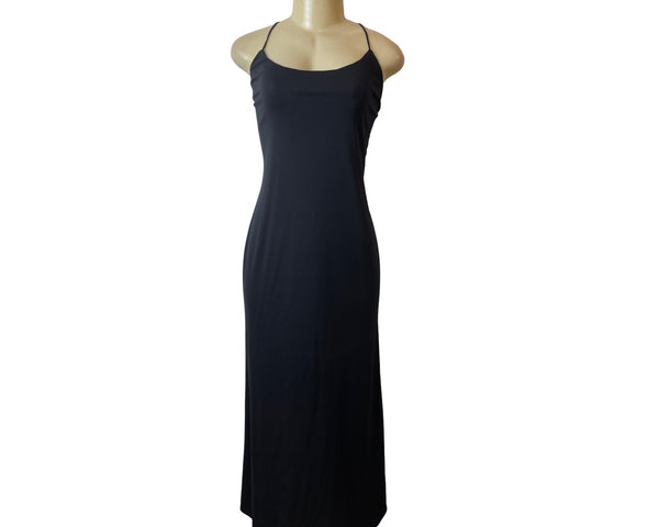 A. B. S Evenings Women's Black Back Lace Up Long Sleeveless Dress Sz M