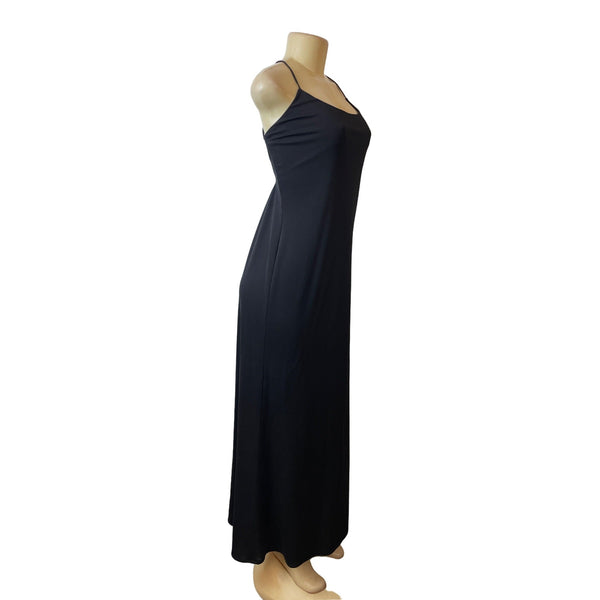 A. B. S Evenings Women's Black Back Lace Up Long Sleeveless Dress Sz M