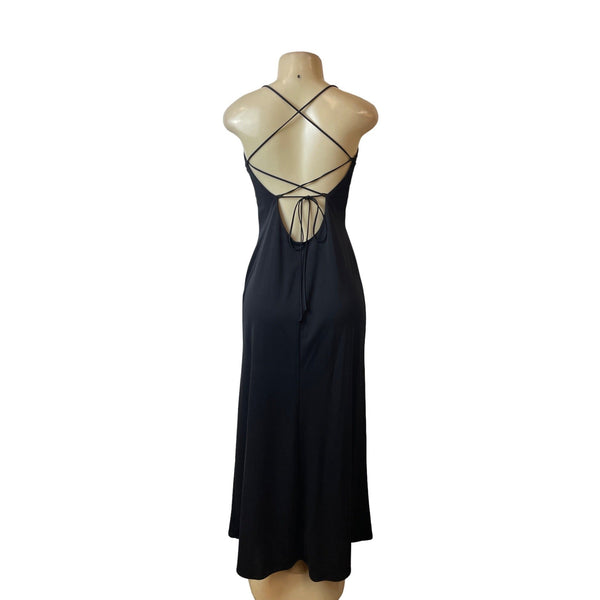 A. B. S Evenings Women's Black Back Lace Up Long Sleeveless Dress Sz M