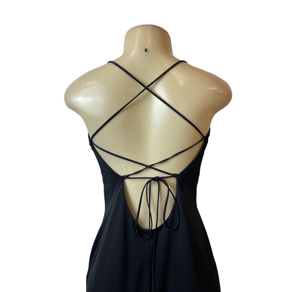 A. B. S Evenings Women's Black Back Lace Up Long Sleeveless Dress Sz M