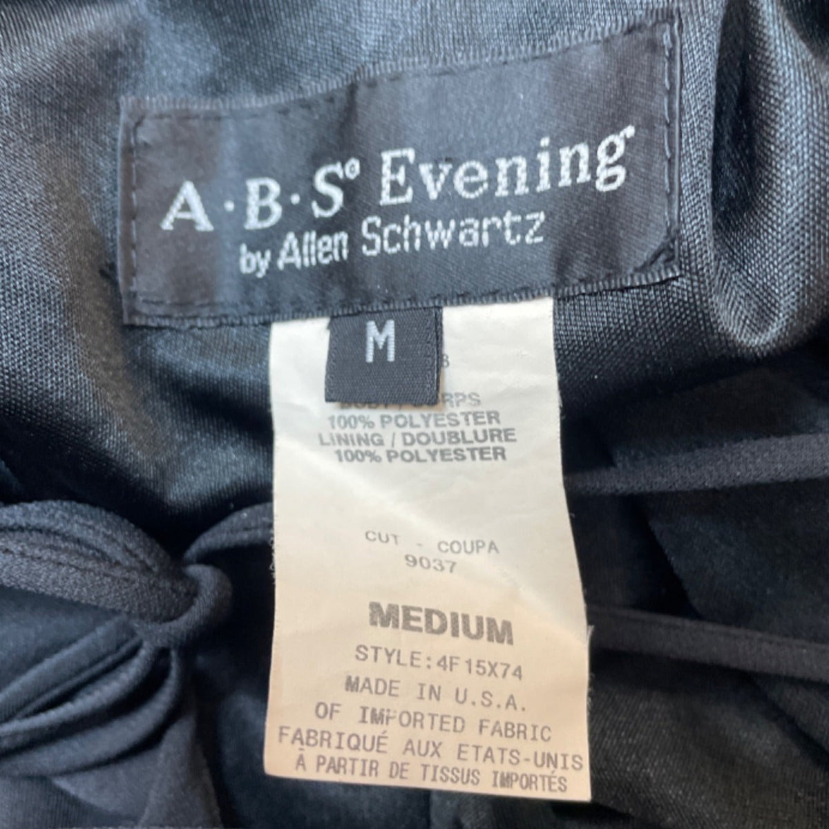 A. B. S Evenings Women's Black Back Lace Up Long Sleeveless Dress Sz M