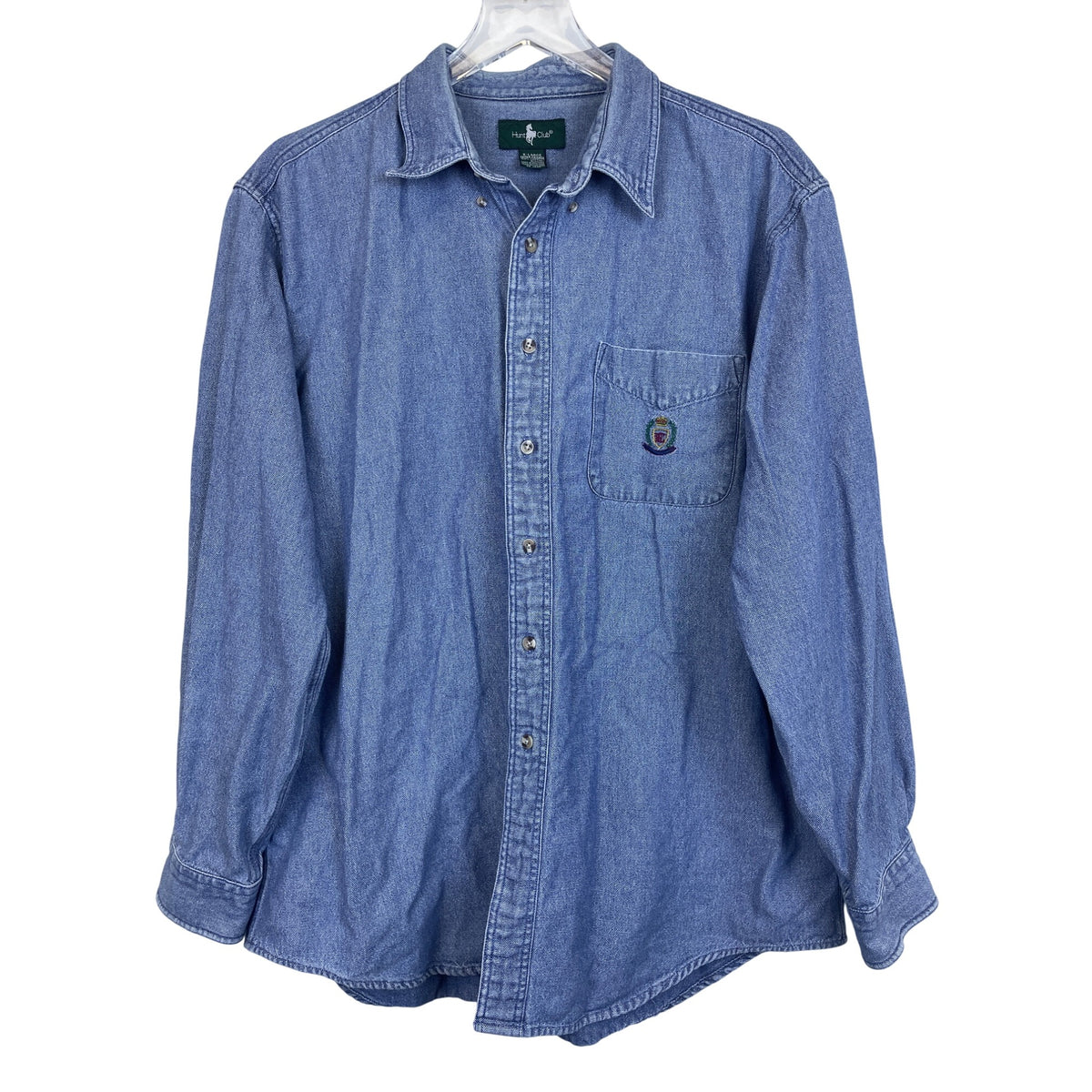 Hunt Club Mens Blue Cotton Button-Up Denim Long Sleeve Shirt X-Large