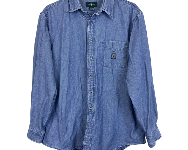 Hunt Club Mens Blue Cotton Button-Up Denim Long Sleeve Shirt X-Large