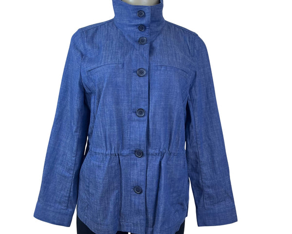 Denim & Co. Womens Blue Denim Button-Up Jacket Long Sleeve Size M