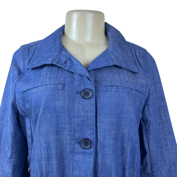 Denim & Co. Womens Blue Denim Button-Up Jacket Long Sleeve Size M