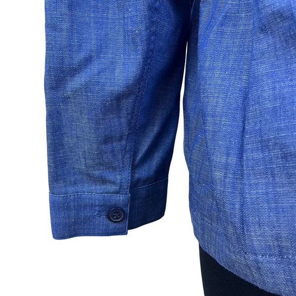 Denim & Co. Womens Blue Denim Button-Up Jacket Long Sleeve Size M