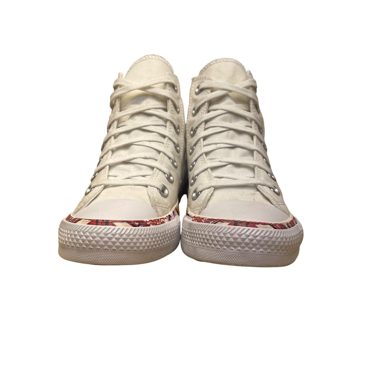 Converse Women’s White Canvas Tropical Print Sole High Top Sneakers Size 7