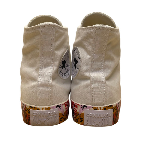 Converse Women’s White Canvas Tropical Print Sole High Top Sneakers Size 7