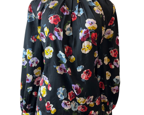 Ann Taylor Women's Black Floral Blouse Sz XL